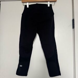 Alo black capri legging with mesh panel